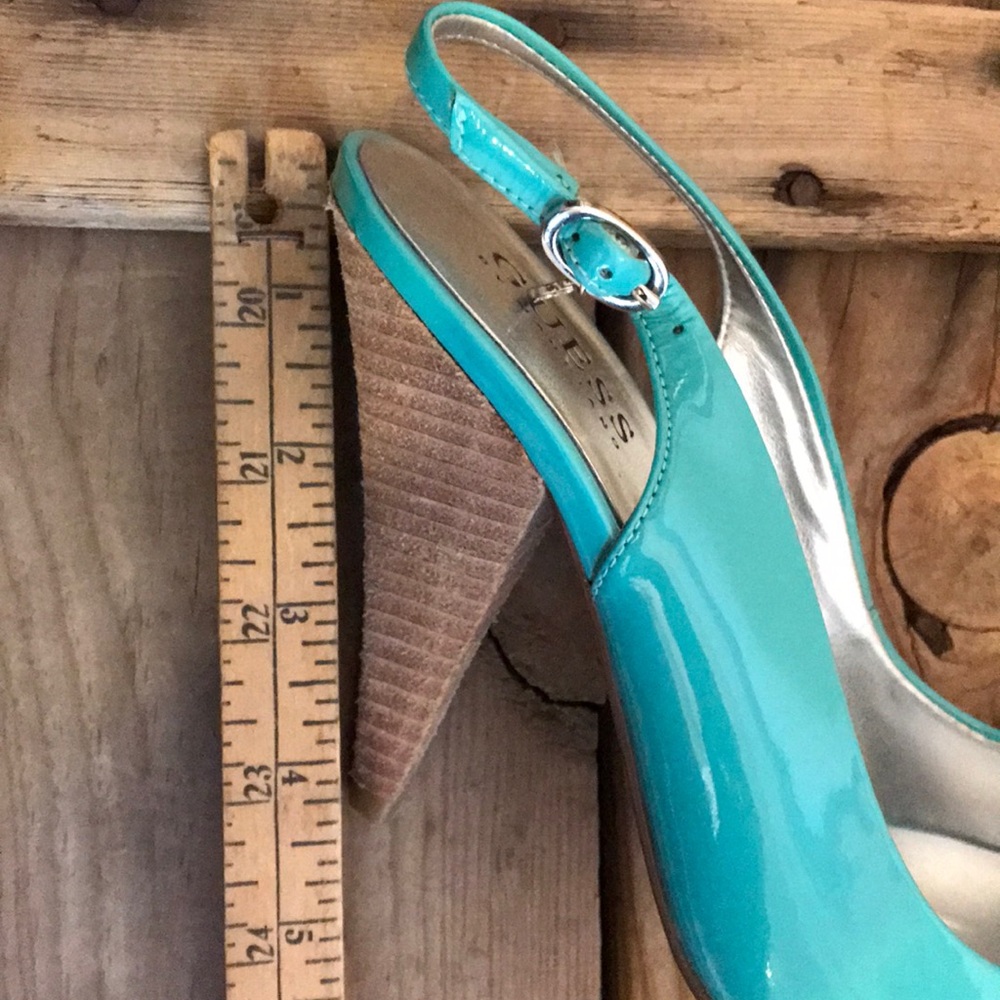 Turquoise Open Toe Heels - Picture 3 of 8